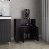 FM FURNITURE Linden Kitchen Cart with Microwave Shelf. Open Storage. and Two-Door Cabinet. Wengue B128P283299