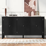 U_STYLE Sideboard with Curved Swirl Patterned Doors and Artistic Three-Door Design,Suitable for N711P178411B