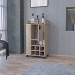 ZUN Allandale 1-Door Bar Cart with Wine Rack and Casters Light Gray B062111722