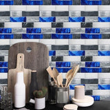 48 Pcs Blue Gray Marble Effect PVC Self-Adhesive Kitchen Backsplash Tiles In Marble Water Resistant 96621934