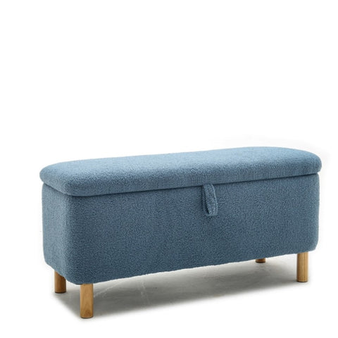 ZUN Basics Upholstered Storage Ottoman and Entryway Bench BLUE W1805137544