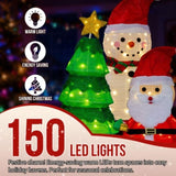 Set of 3 Lighted Santa and Snowman and Xmas Tree Christmasations, Pre-lit Pull Up Holiday 56329969
