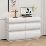 ZUN 6 Drawer Dresser for Bedroom, White Dresser No Handle, Modern 6 Chest of Drawers with Wide Storage W757P235726