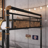 Full over Full Metal Bunk Bed, Industrial Detachable Bunkbeds with Safety Guard Rails for Teens W2580P304986