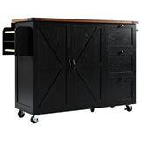 K&K 54.5" Farmhouse Kitchen Island with Power Outlet, Kitchen Storage Island with Internal Storage N707P170349B