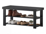 27-In Bamboo Shoe Rack & Bench, 3-Tier 280 lb Capacity Storage Organizer for Entryway, Living Room, 29217719