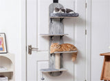 Door Hanging Cat Tree 5-Level Height Adjustable 4-Tier Climber No-Drill for Apartment Grey 62993230