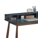 ZUN Roskilde Mid-Century Modern Wood Writing Desk with Hutch, Grey T2574P164624