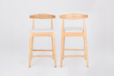 Mid-Century Modern Design Solid Wood 24" Counter Stools ,Upholstered Counter Stools with Wood Legs W2812P269425