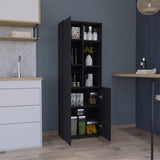 Konik 67-Inch High Storage Cabinet Kitchen Pantry With Three Doors and Three Exterior Shelves B200P173167