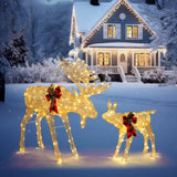 2pcs 4ft 30V 3.6W Moose Family 200LED Leather String Light Garden Moose Decoration Golden 82928292