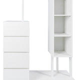 ZUN Wardrobe with Hanging Rack & Shelves, 4 Drawers Wardrobe with Storage Shelves for Bedroom, Wardrobe W331P235143