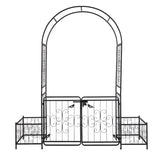 198.5*50*219cm Courtyard Arc Top With Door With Planting Frame Iron Art Iron Arch Black 02242955