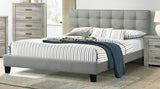 Contemporary 1pc California King Size Bed Grey Polyfiber Tufted Headboard Platform Bedframe Bedroom B011P309348