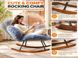 25.59"W x 33.66"D x 29.53"H Indoor Plush Rocking Chair, Soft Fluffy Lounge Rocker with White Metal 84939872