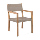 Outdoor Dining Chairs Set of 2, Light Teak Acacia Wood Frame and Multi Light Brown PE Wicker, Ideal N779P251251L