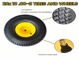 Set of 2 20x10.00-8 Lawn Mower Tires and Wheel Assembly, 4-Ply Tubeless Turf Tread Heavy Duty, 3.5" W1364P445941