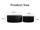 Black Scalloped Round Coffee Table Set Nesting Design, Elegant Curved-Edge Shape for Cozy Living W3081P389077