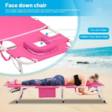 3-in-1 Heavy Duty Tanning Chair with Face Hole Adjustable 5-Position Folding Chaise Lounge Chairs W3399P310199