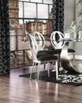 ZUN Contemporary Style Silver Metal Frame 2pc Dining Chairs Black Microfiber Seat Cushion Dining Room B011P232974