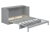 Full Size Murphy Bed with Large Drawers,Gray N708P336203E