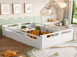 Full Size Floor Platform Bed with Full-length Guardrails, Low Profile Full Bed Frame, No Box Spring W1580P438792