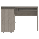 Mix L-Shaped Desk, Keyboard Tray, Two Drawers, Single Open Shelf -Light Gray B20091962