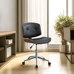 ZUN Black and Walnut Swivel Office Chair B062P182756