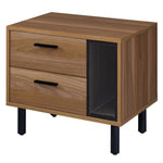 ZUN Brown Oak and Black 2-Drawer Nightstand B062P186504