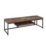 ZUN Weathered Oak and Black 1-shelf TV Stand B062P182851