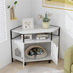 ZUN White litter box, polygonal cat house, cat furniture, living room cabinet 70378718