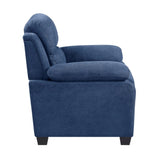 Plush Seating Chair 1pc Blue Textured Fabric Channel Tufting Solid Wood Frame Modern Living Room B011P214022