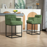 ZUN House Hold Counter Height Bar Stools Set of 2, Modern Square Bar Stool with Back, Black Metal W1588P191212