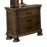 Traditional Rustic Natural Finish Solid wood 1pc Nightstand Bronze Hanging Pull Bedroom Bedside B011P233657