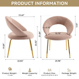 061-Set of 1 Velvet Fabric Chairs With Curved Backrest and Golden Metal Legs for Kitchen or W527P255478