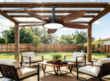 Outdoor ceiling fan with light 42-inch walnut-coloured waterproof gazebo ceiling fan with light, W1962P573657
