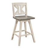 Counter Height Chairs Set of 2, White Gray 360-degree Swivel Chair Solid Rubberwood Kitchen Dining B011P194909