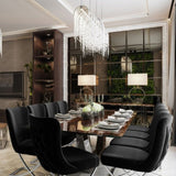 PrimeNest Noblesse Collection Upholstered Silver Legged Dining Chair, Set of 2, Black B030P286145