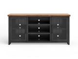 67 inch TV Stand Console for TVs up to 80 inches, No Assembly Required, Black and Whiskey Finish B108P160146