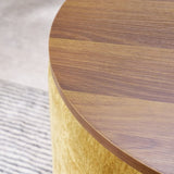 2-Piece Set Round Chenille Storage Ottoman, Equipped with a Drum Shaped Small Stool, Storage Space, W487P179602