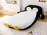 Twin Size Fluffy Faux Fur Penguin Shaped Bed Lounger Chair with 100% Sponge Filling for Kids Bedroom W1413P384968