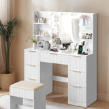 White particleboard with a melamine finish, 7 drawers, 4 shelves, a dressing table set with 10 62304940