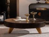 39.37" Retro Round Coffee Table with Storage Space, Suitable for Living Room and Office, Brown W757P379484