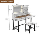 Makeup Vanity with LED Lighted Mirror, 360&deg Rotatable Mirror, Vanity Desk with 2 Drawers,Power 49216416