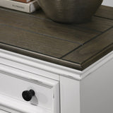 Clelane Wood 3-Drawer Nightstand, Weathered White and Gray T2574P225175