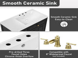 36" Bathroom Vanity with Sink, Ceramic Sink, One Tip-out Drawer, 3 Side Drawers, Adjustable Shelf, N759P284623B