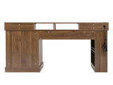55" Farmhouse Office with Storage Cabinet & Charging Station, Barn Door Design Computer Writing 61456620