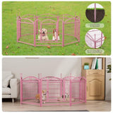 Dog Playpen Indoor 24 inch 8 Panels Metal Dog Pen Pet Dog Fence Outdoor Exercise Pen with Doors, W368P233998