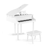 White Kids Piano 30-Key Keyboard Toy with Bench Piano Lid and Music Rack 49605436
