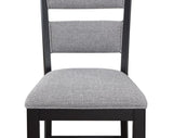 2pc Set Black Farmhouse Style Ladder Back Counter Height Side Chair Stool Gray Color Upholstered B011135074